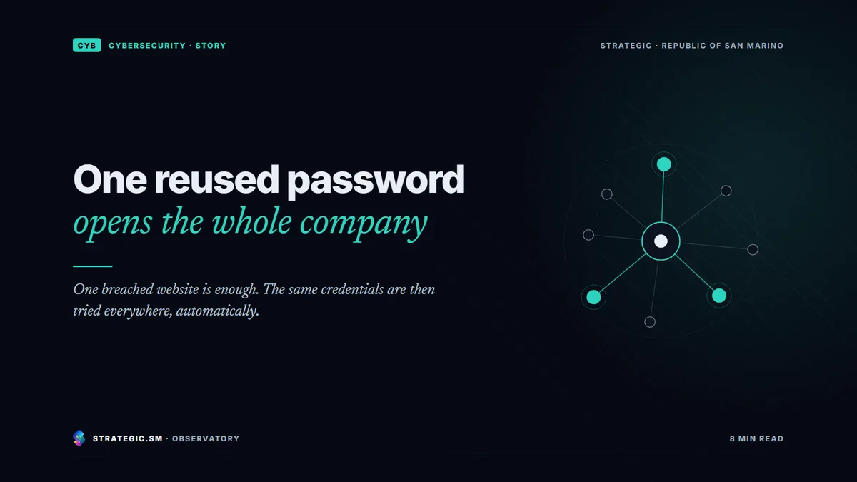 Cover: “One reused password opens the whole company”, Cybersecurity