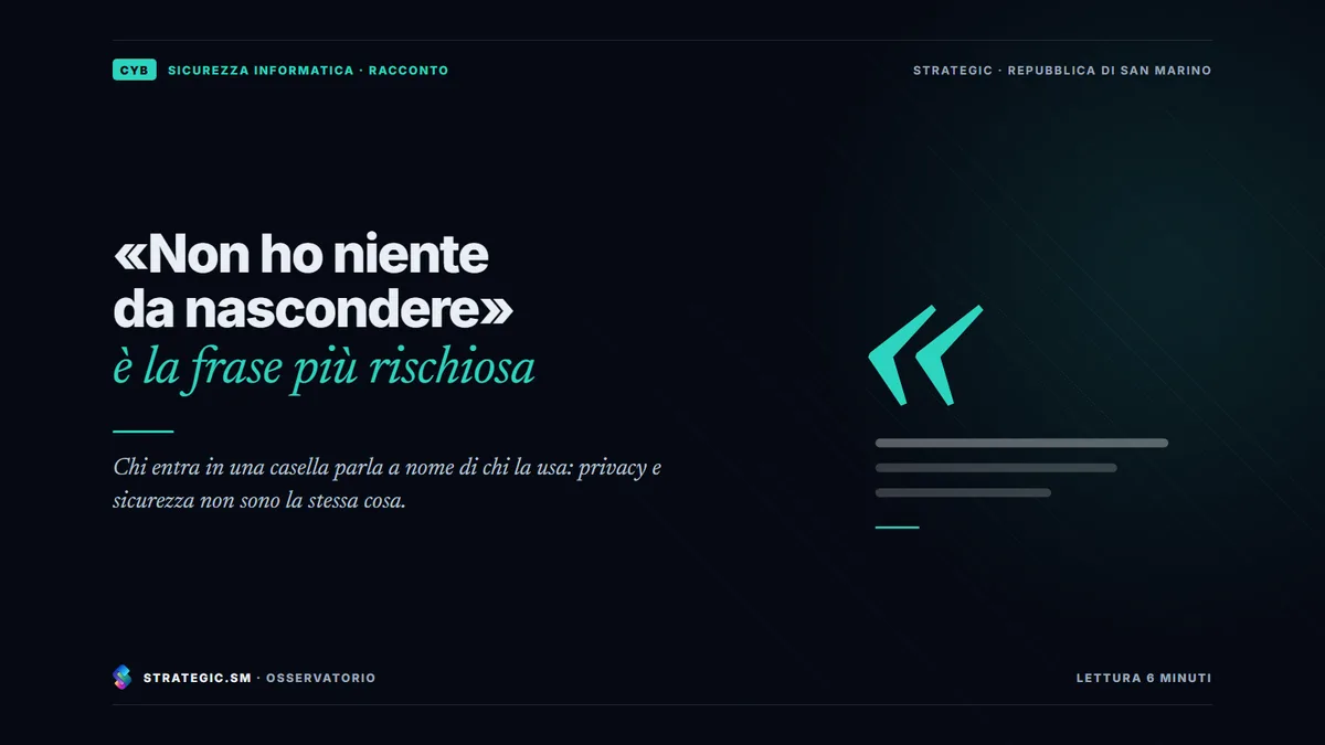 Copertina: ««Non ho niente da nascondere» è la frase più rischiosa», Sicurezza informatica