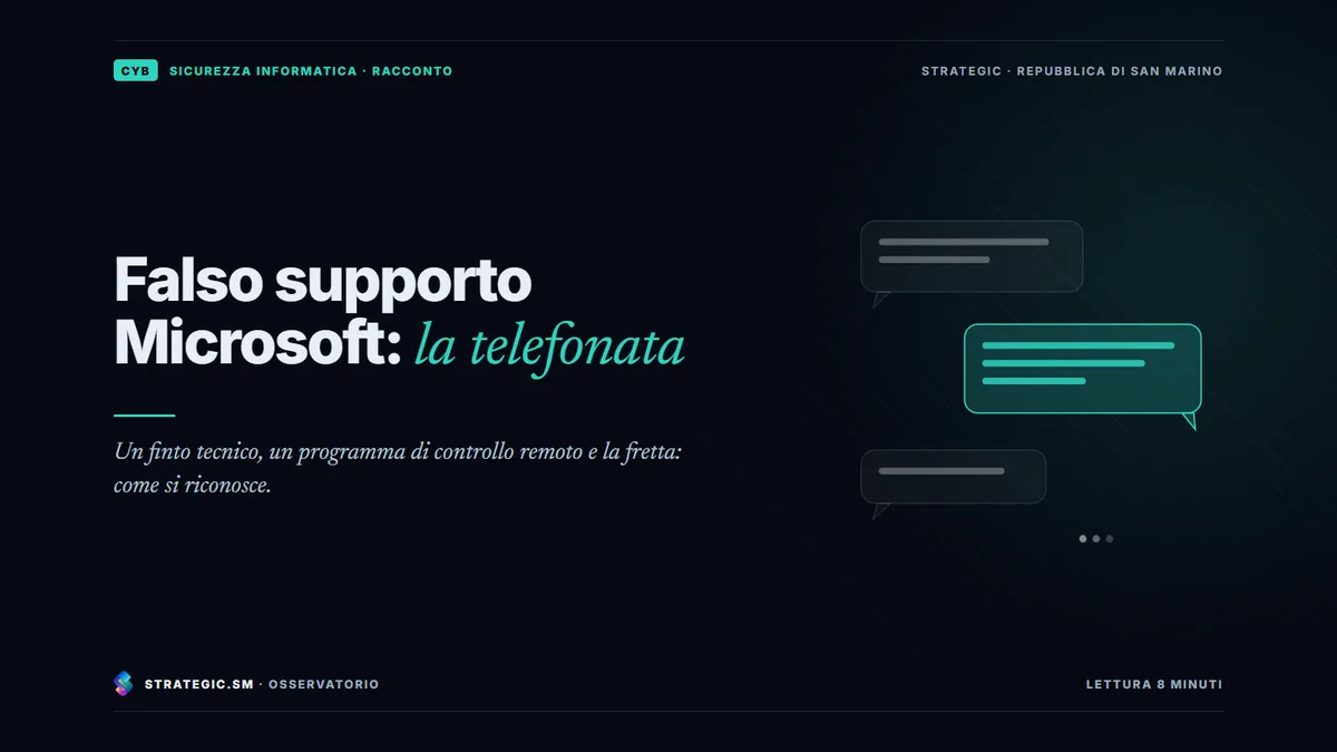 Copertina: «Falso supporto Microsoft: la telefonata», Sicurezza informatica