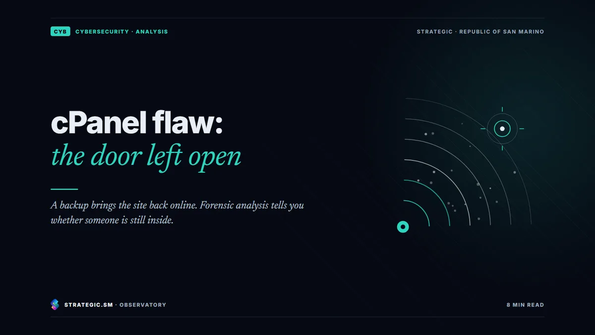 Cover: “cPanel flaw: the door left open”, Cybersecurity