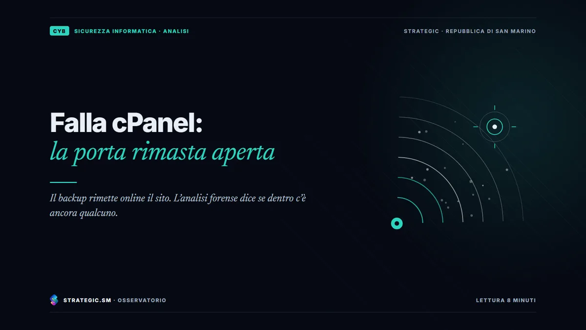 Copertina: «Falla cPanel: la porta rimasta aperta», Sicurezza informatica