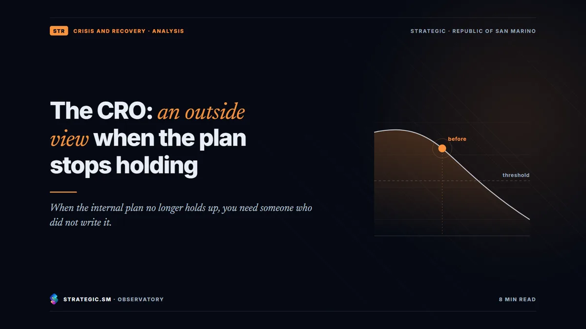 Cover: “The CRO: an outside view when the plan stops holding”, Crisis and recovery