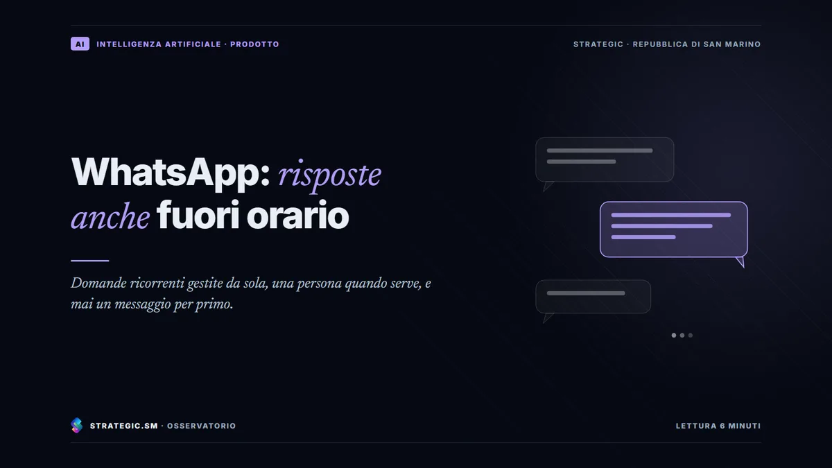 Copertina: «WhatsApp: risposte anche fuori orario», Intelligenza artificiale
