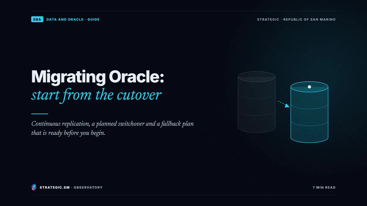 Cover: “Migrating Oracle: start from the cutover”, Data and Oracle
