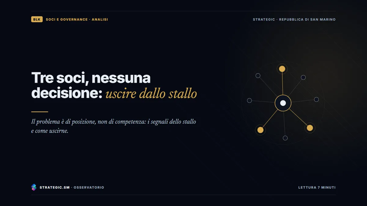 Copertina: «Tre soci, nessuna decisione: uscire dallo stallo», Soci e governance
