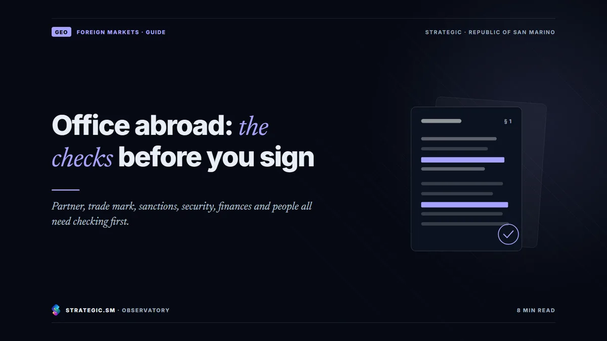 Cover: “Office abroad: the checks before you sign”, Foreign markets