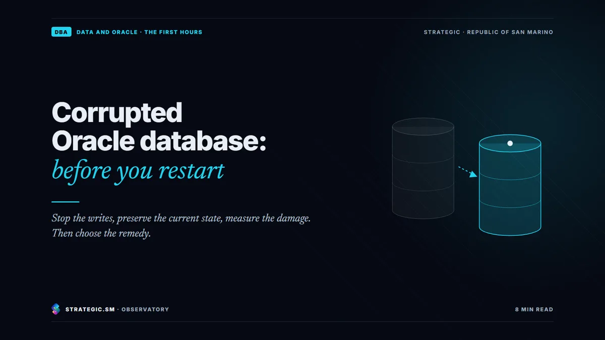 Cover: “Corrupted Oracle database: before you restart”, Data and Oracle