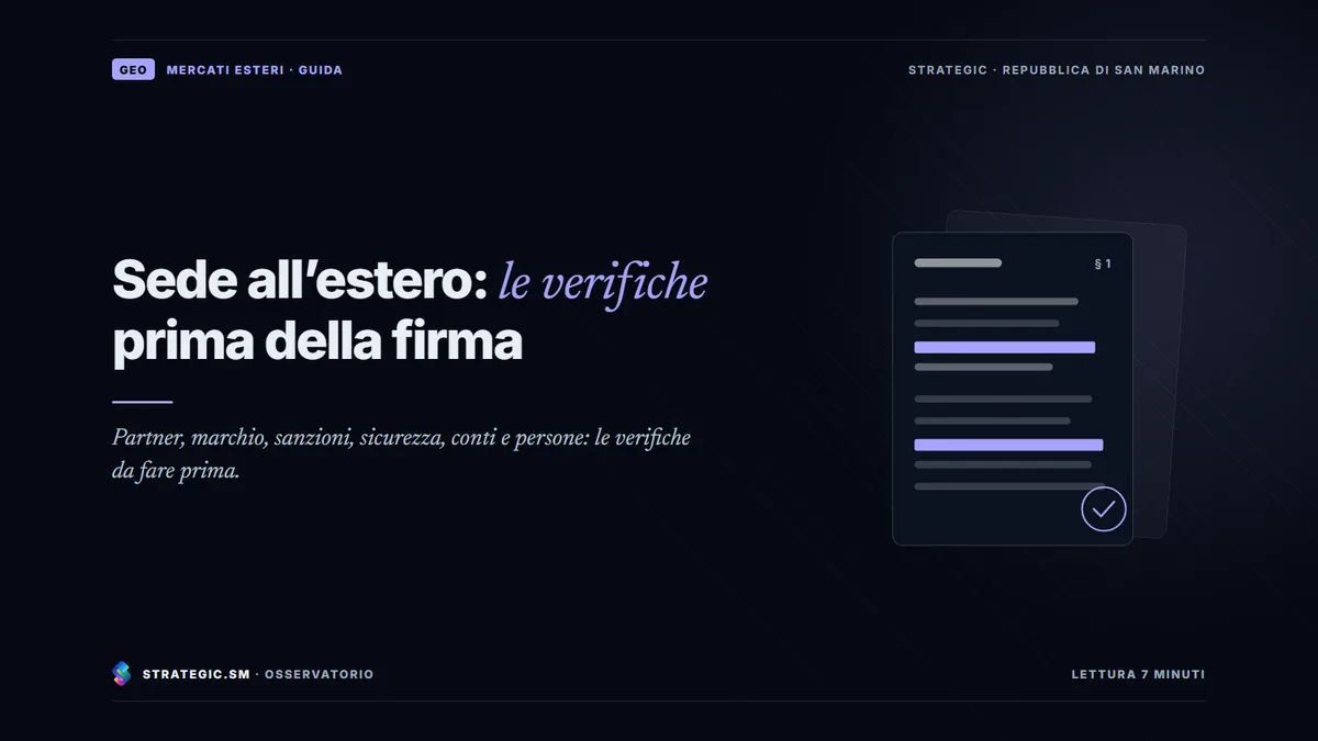 Copertina: «Sede all’estero: le verifiche prima della firma», Mercati esteri
