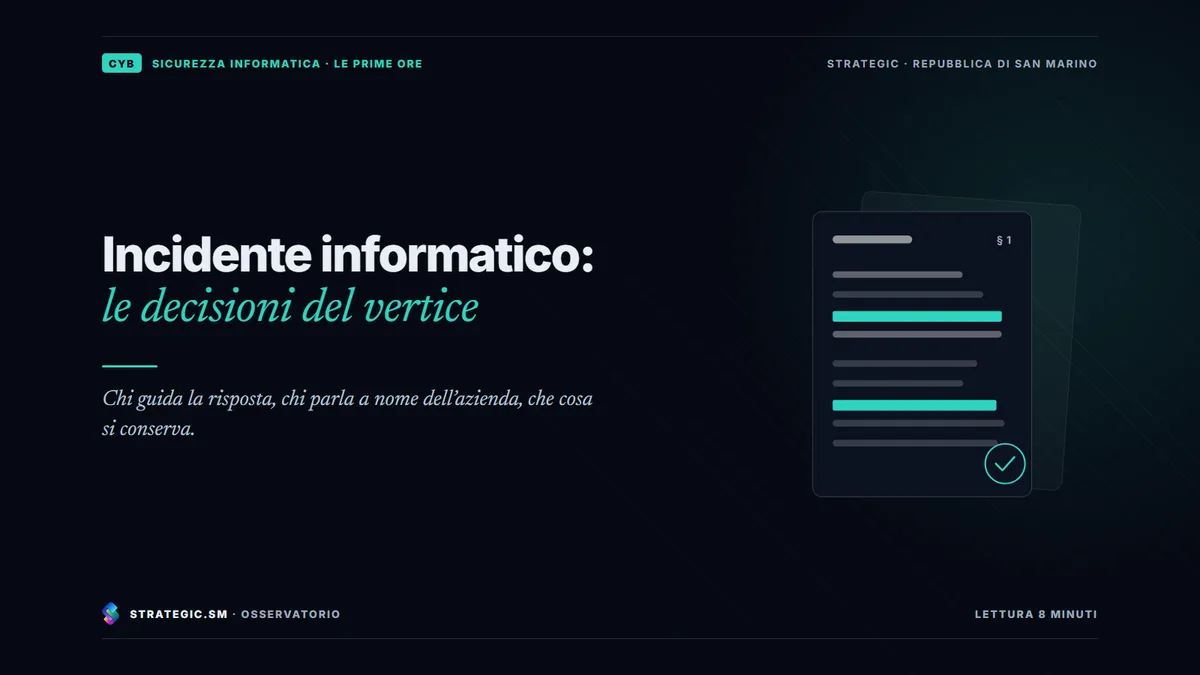 Copertina: «Incidente informatico: le decisioni del vertice», Sicurezza informatica