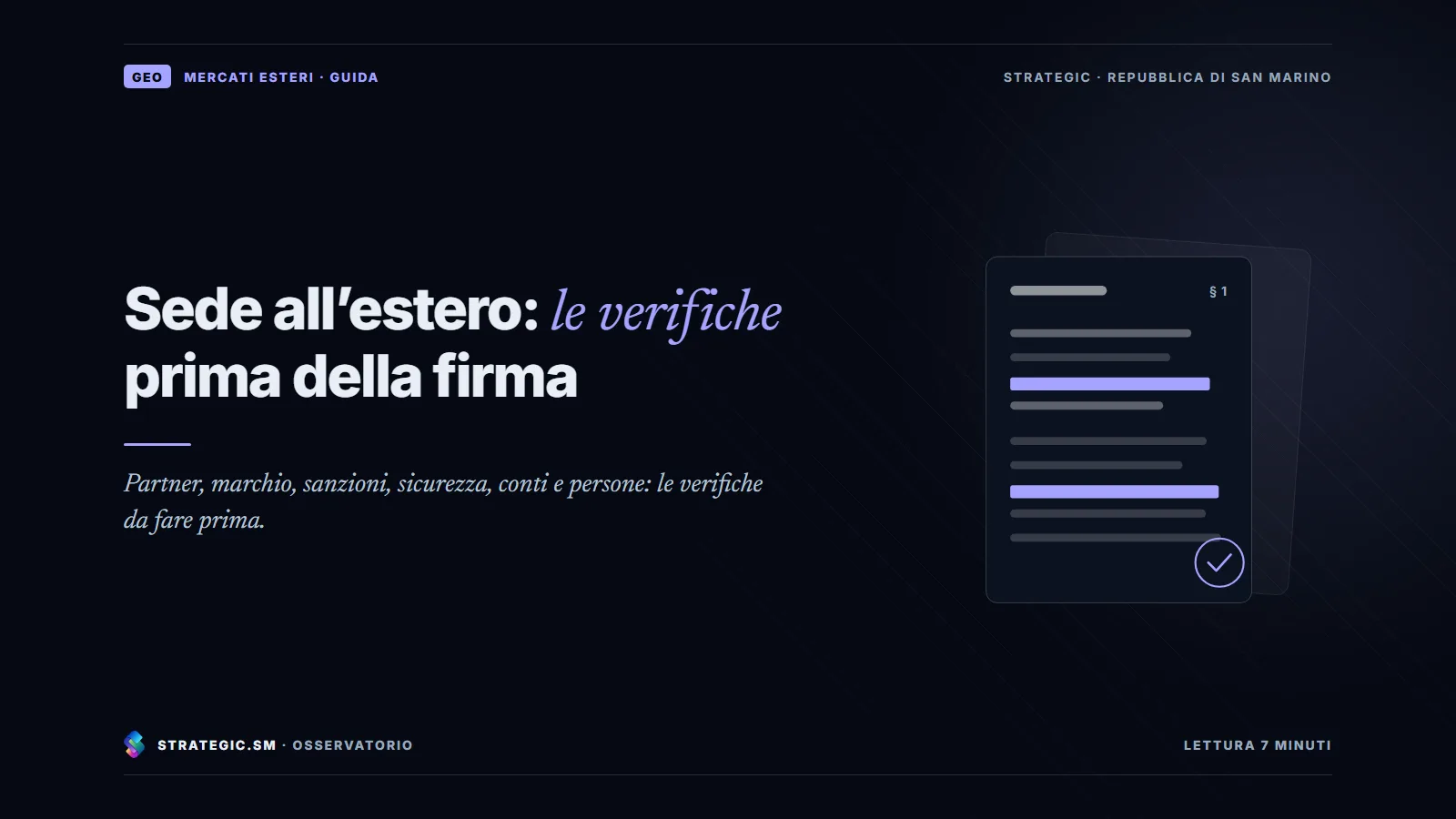 Prima di aprire una sede estera, fai due diligence